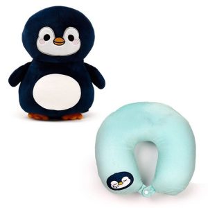 Almohada de Viaje y Peluche 2 en 1 Swapseazzz Pingüino Adoramals Océano