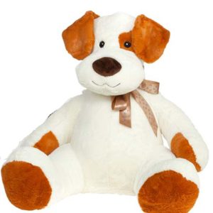 Peluche perro blanco&marron 88 cm.