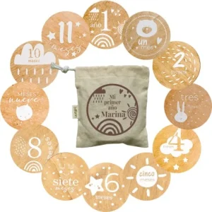 Placas de Madera Cumplemés Bebé – Blanco