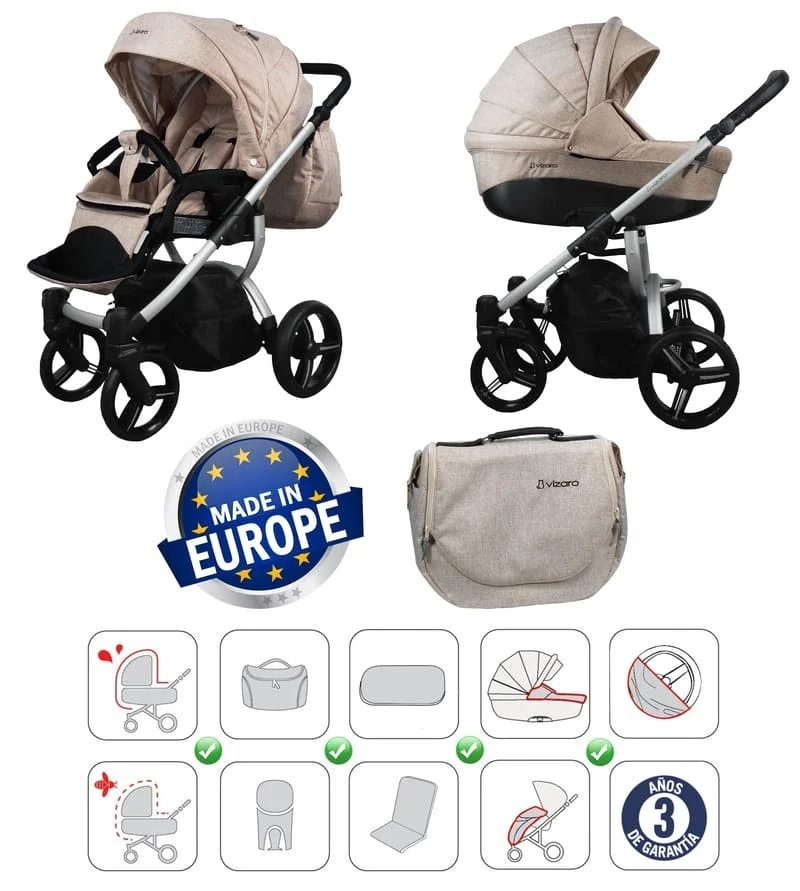 Carro Bebé Dúo Vizaro Pearl 2025 – Chasis Plata