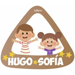 Pegatina Bebé a Bordo Niño y Niña con Nombre Personalizado