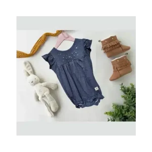 Pelele Corto Estrellas Denim Talla 12 Meses Essential Cotton Fish