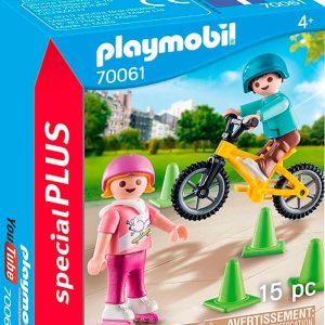 Niños con bici y patines playmobil